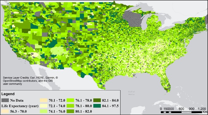 Life Expectancy (LE) in the U.S. estimated by the National Center for Health Statistics (NCHS)